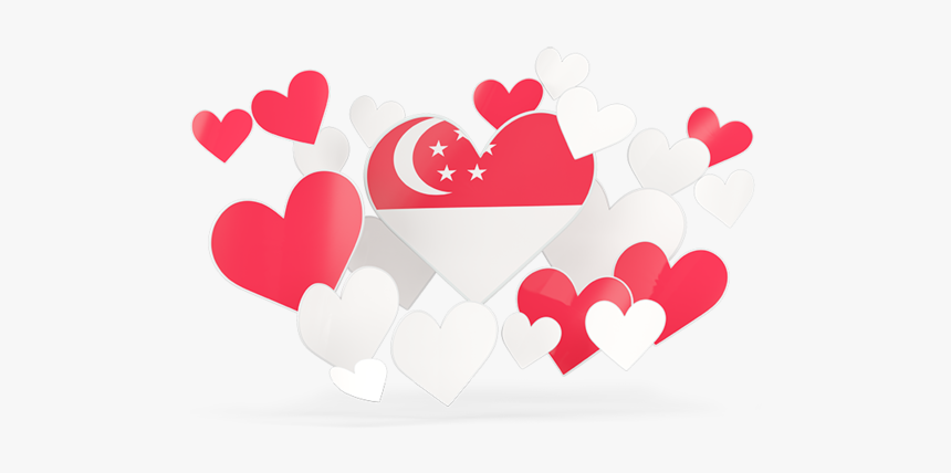 Flying Heart Stickers - Flying Singapore Flag Png, Transparent Png, Free Download