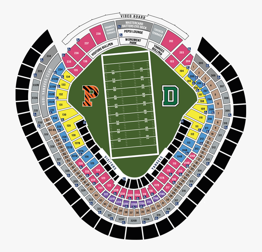 Football Seat Map Yankee Stadium, HD Png Download, Free Download