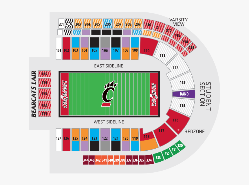 Nippert Stadium Seating Chart Football, HD Png Download, Free Download