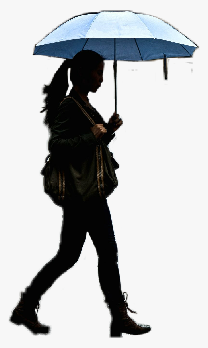 #girl #walking #silhouette #umbrella - Silhouette Walking With Umbrella, HD Png Download, Free Download