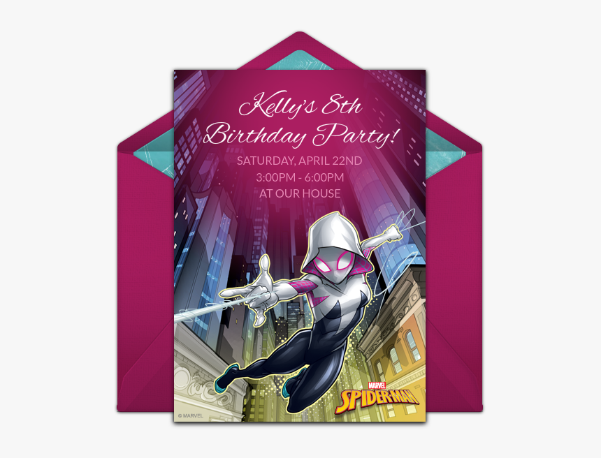 Spider-gwen Online Invitation - Spider Gwen Birthday Party, HD Png Download, Free Download