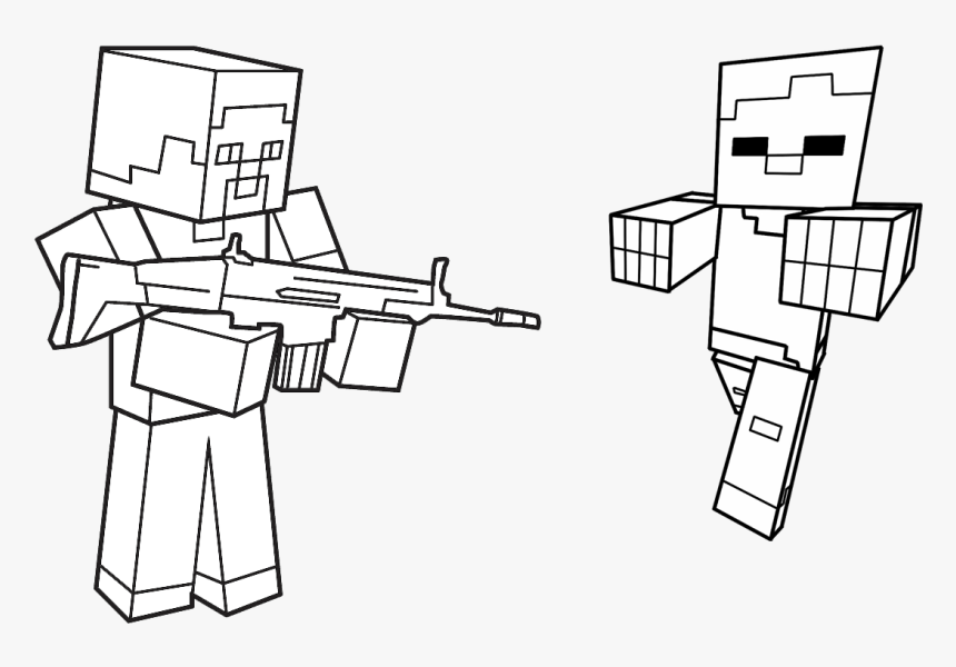 Jogo Pinte Herobrine E Zumbi De Minecraft - Minecraft Desenhos Para Colorir, HD Png Download, Free Download