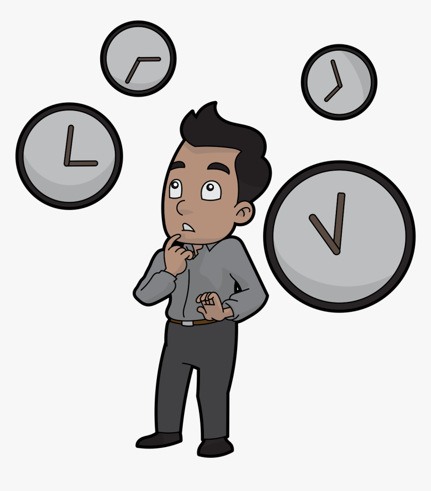 Man Looking At The Clock Cartoon, HD Png Download, Free Download