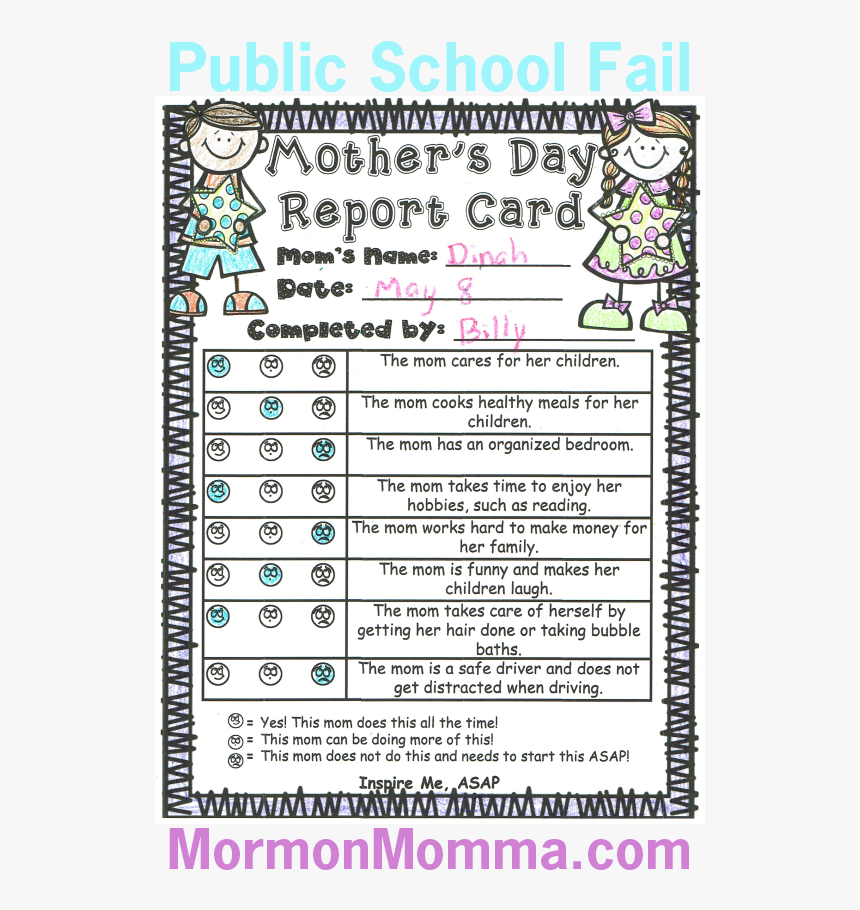 Transparent Report Card Png - Mother's Day Report Card, Png Download, Free Download