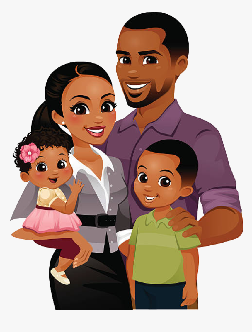 Happy Black Family Cartoon, HD Png Download, Free Download