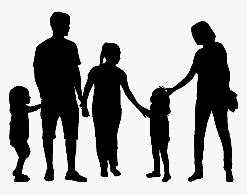 Family Silhouette Clip Art - Family Of 5 Silhouette, HD Png Download, Free Download