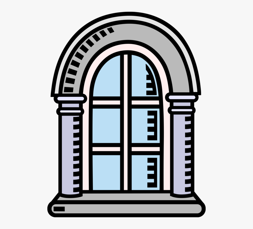 Vector Illustration Of Arched Window Architecture - Vector Graphics, HD Png Download, Free Download