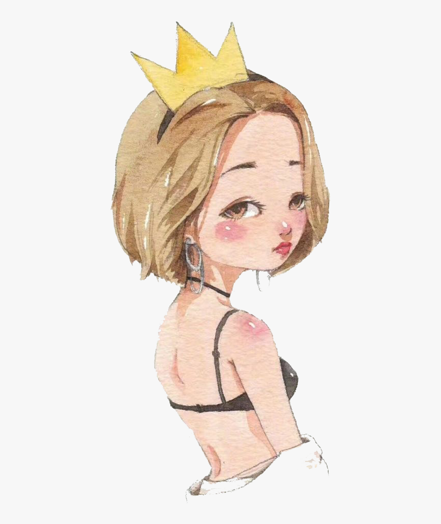 Crown Drawing Cartoon - Drawing Girl With Crown, HD Png Download, Free Download