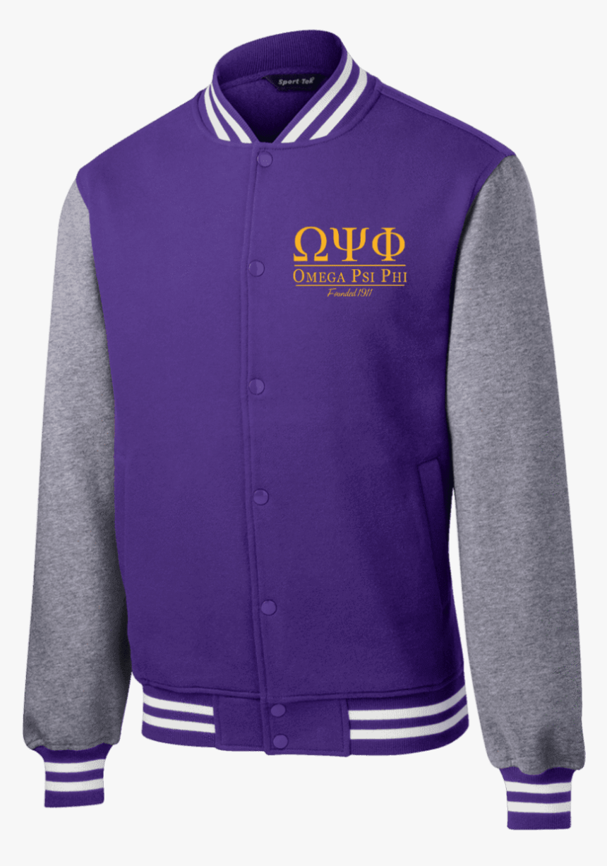 Omega Psi Phi Fleece Letterman Jacket - Sport Tek Men's St270 Fleece Letterman Jacket, HD Png Download, Free Download