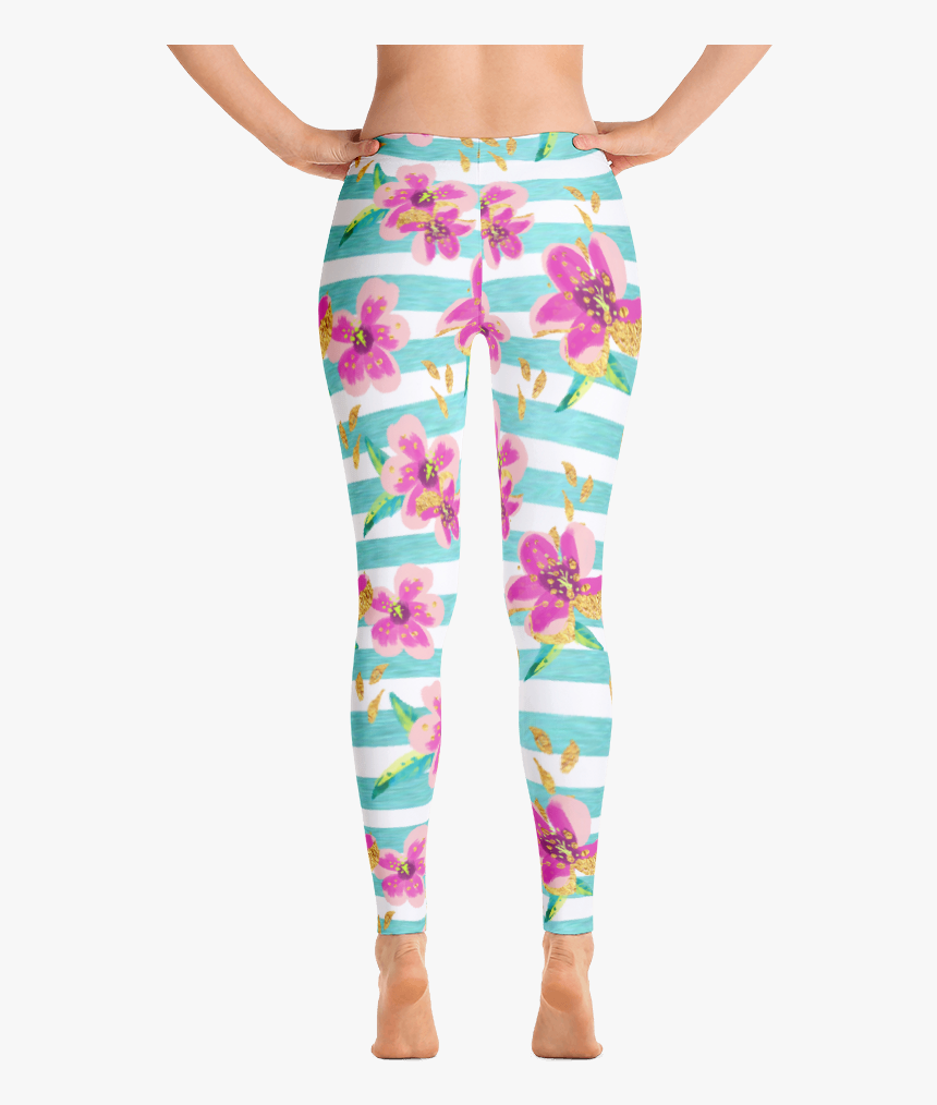 Striped Floral Leggings - Rocket Leggings, HD Png Download, Free Download