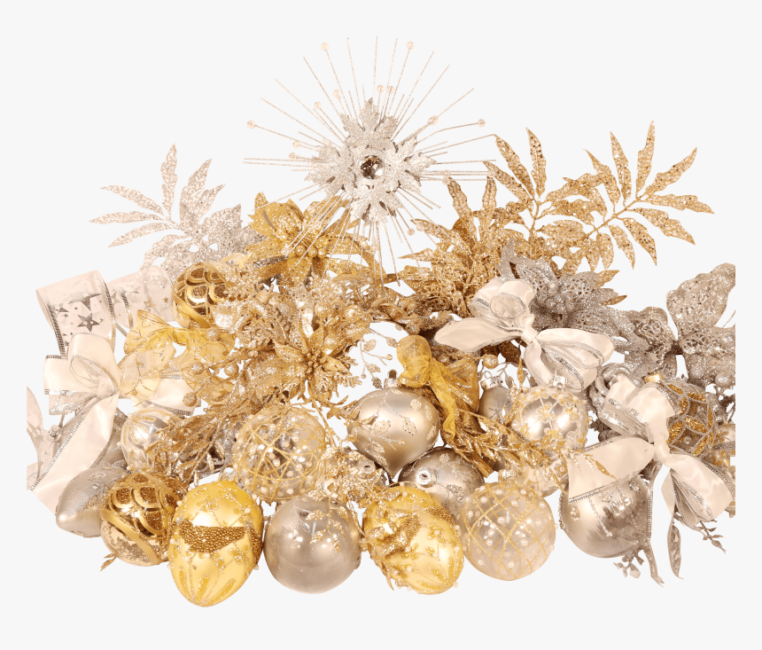10ft Deluxe Christmas Decoration Set In Gold And Silver - Christmas Ornament, HD Png Download, Free Download