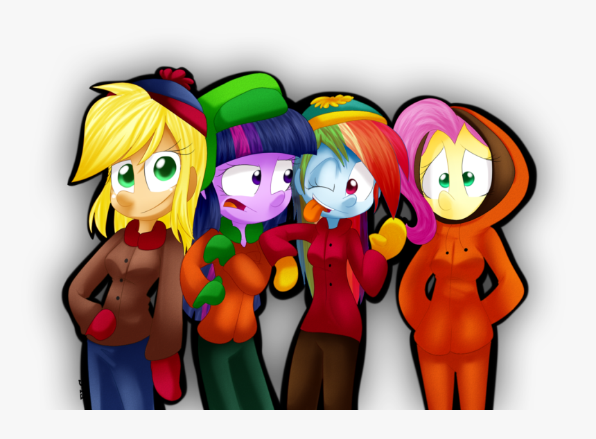 Fj-c, Crossover, Equestria Girls, Eric Cartman, Fluttershy, - Cartoon, HD Png Download, Free Download