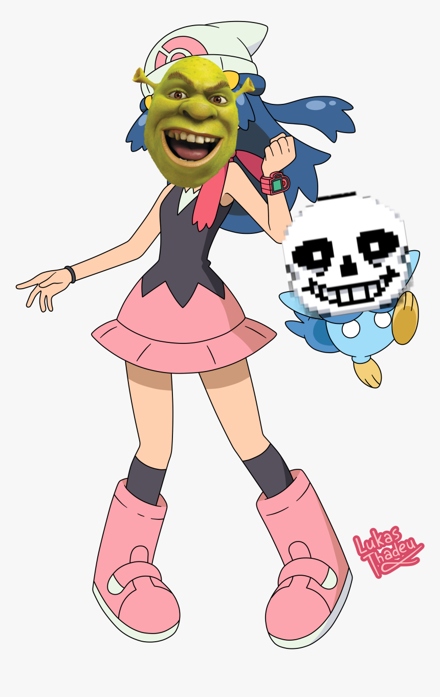 Dawn Shrek And Piplup Sans - Pokemon Sun And Moon Dawn, HD Png Download, Free Download