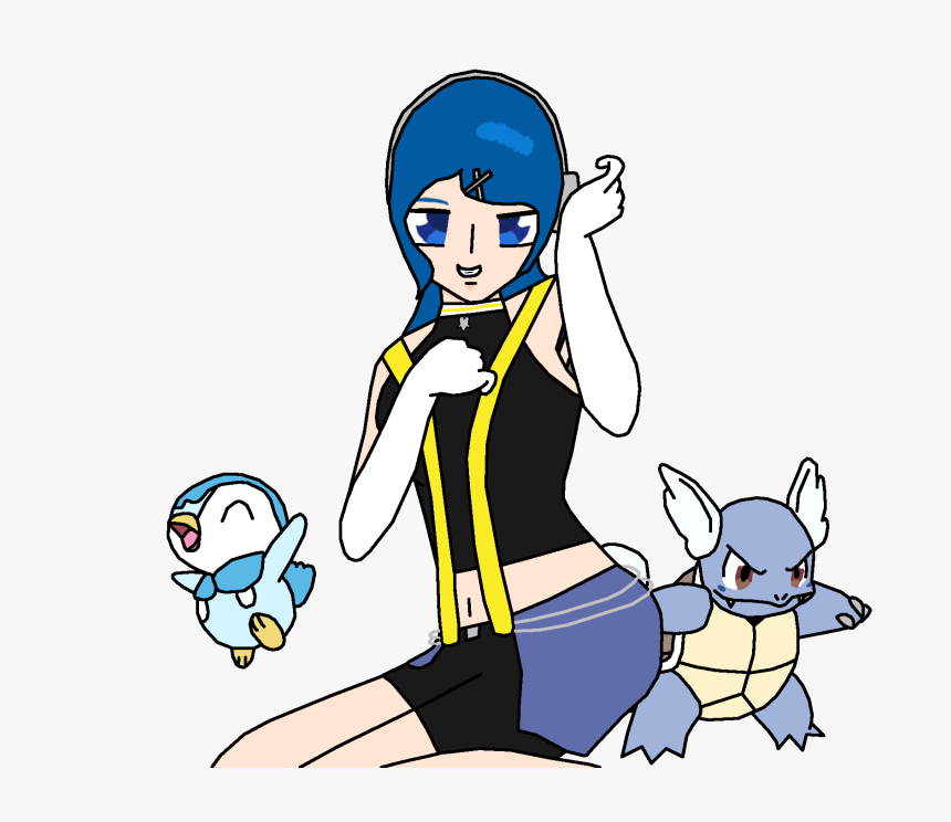 Arin With Wartortle And Piplup - Cartoon, HD Png Download, Free Download