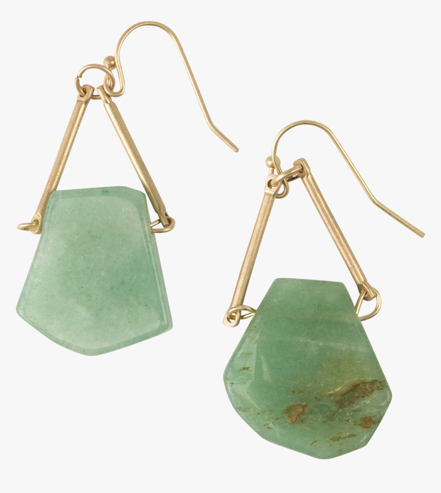 *green Jade On Triangle Earrings - Earrings, HD Png Download, Free Download