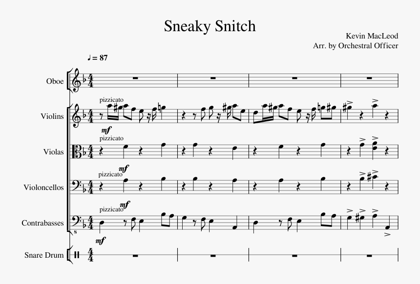 Sneaky Snitch Violin Sheet Music, HD Png Download, Free Download