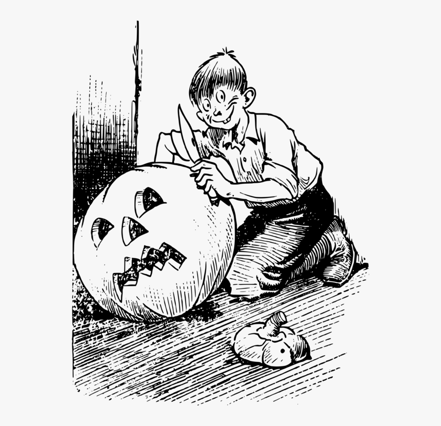 Pumpkin Clip Cartoon - Pumpkin Comic Black White, HD Png Download, Free Download