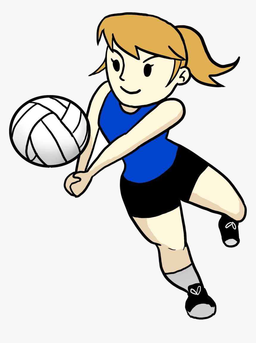 Volleyball Cartoon Clipart Transparent Png - Clipart Girl Playing Volleyball, Png Download, Free Download