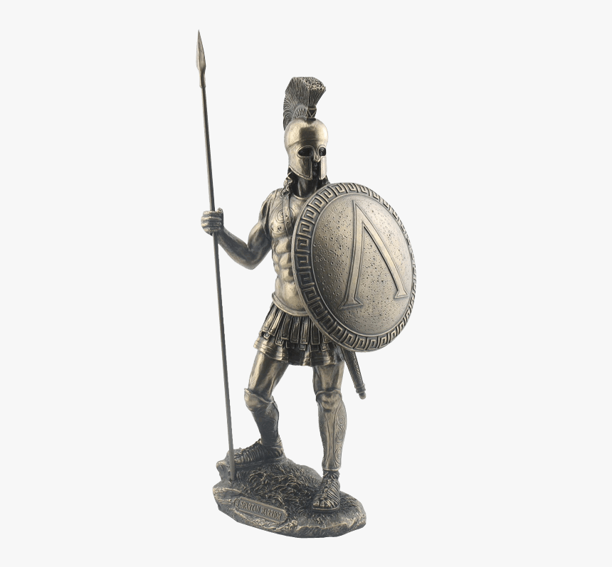 Spartan Warrior With Spear And Hoplite Shield Statue - Roman Spear And Shield, HD Png Download, Free Download