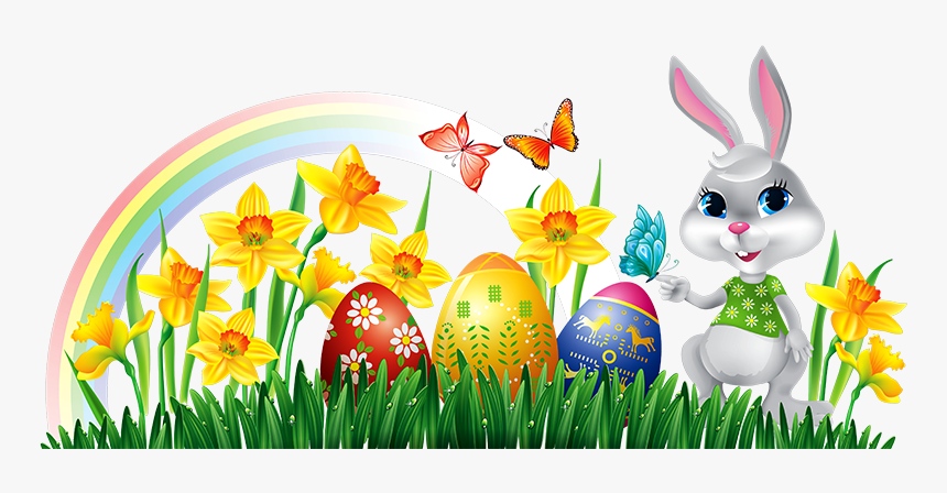 Easter Transparent Clipart - Easter Bunny With Eggs Clipart, HD Png Download, Free Download