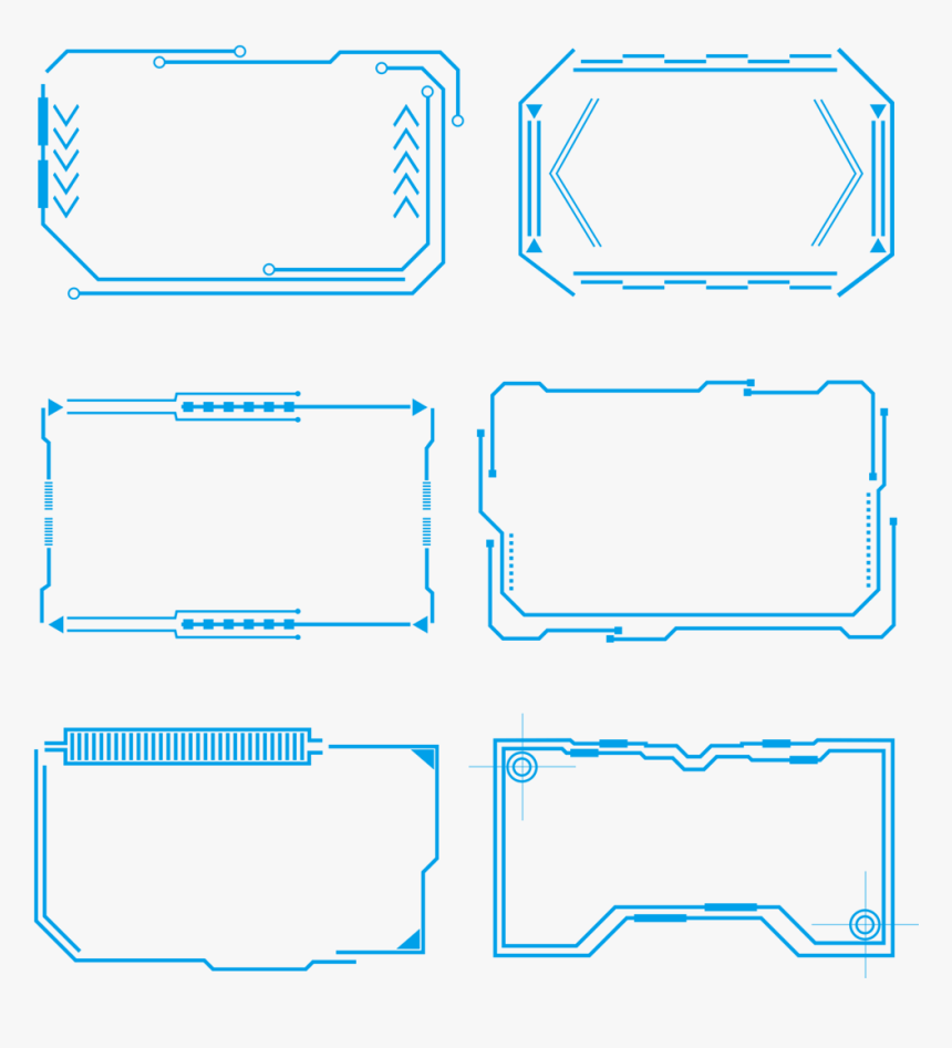 Technology Border Blue Simple Lines Png And Psd - High Tech Border .png, Transparent Png, Free Download