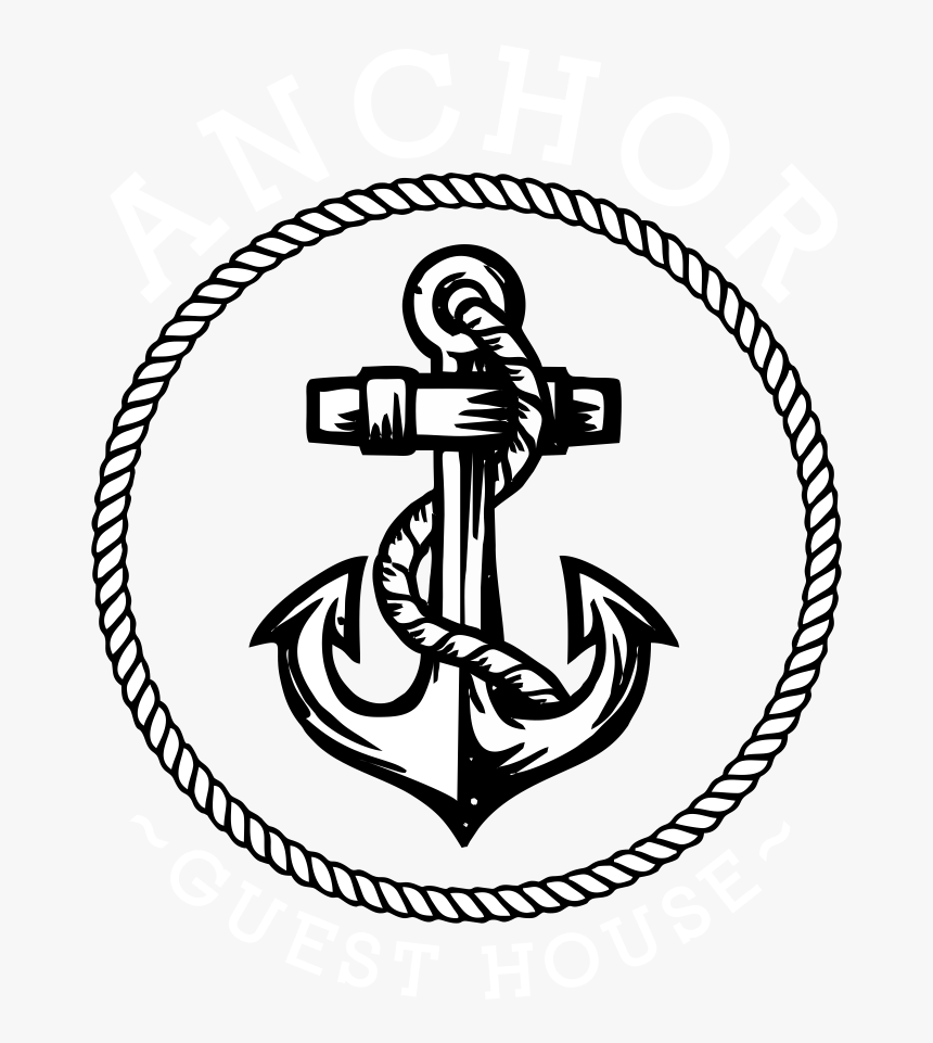 Anchor Guest House - Black And White Anchor Tattoo, HD Png Download, Free Download