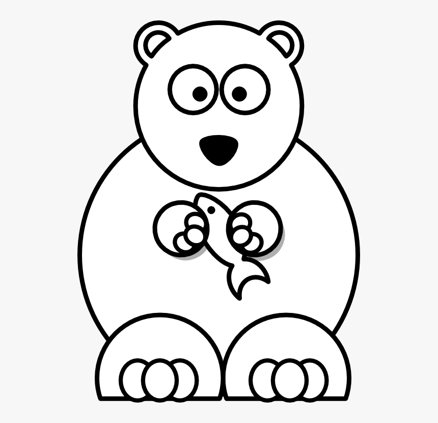 Black White Cartoon Drawings - Clip Art Cartoon Polar Bear, HD Png Download, Free Download