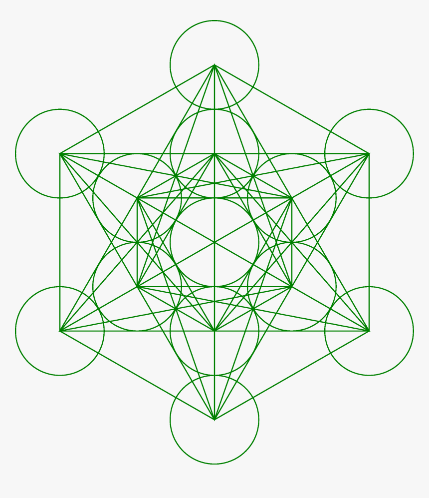 Metatrons Cube 133 Green - Sacred Geometry Cube, HD Png Download, Free Download