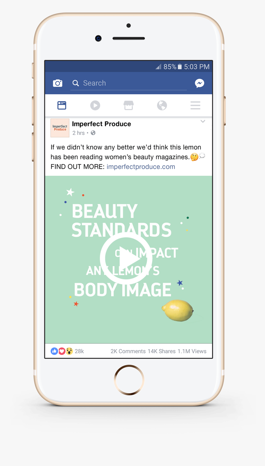 Facebook Video Post Lemon On Phone Mockup - Iphone, HD Png Download, Free Download