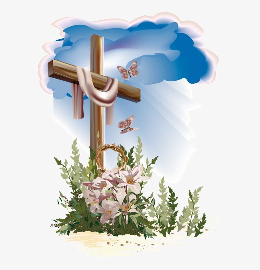 Easter Cross Resurrection Cross - Holy Cross And Flowers, HD Png Download, Free Download