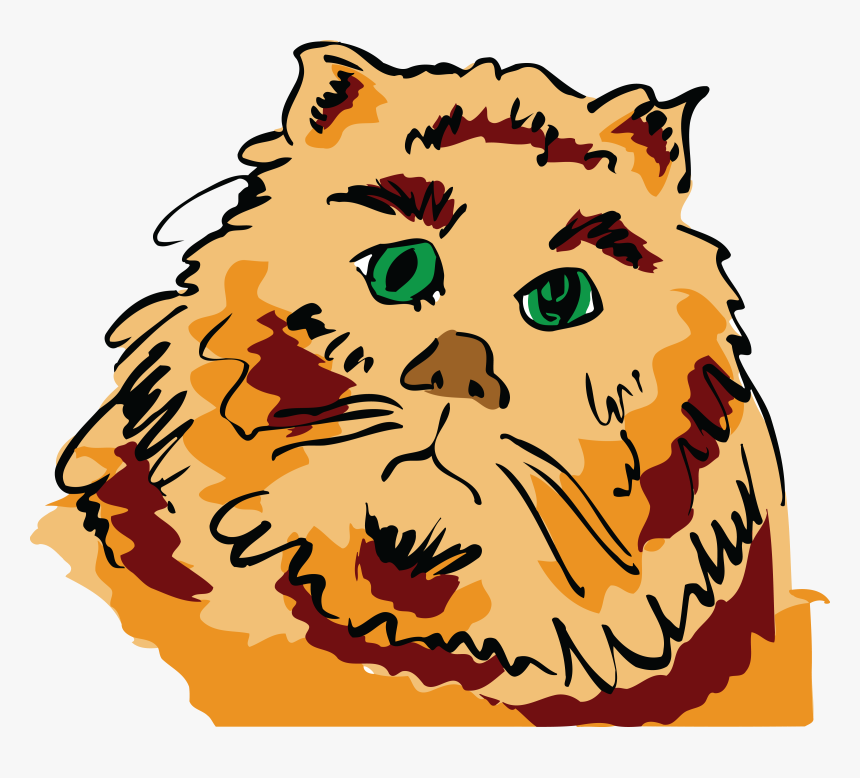 Free Clipart Of A Sad Orange Cat - Cat, HD Png Download, Free Download