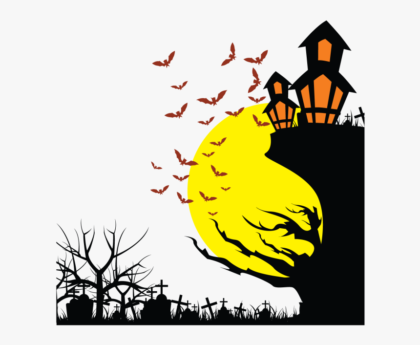 Banner Graveyard Vector Halloween Design - Halloween Illustration Png, Transparent Png, Free Download