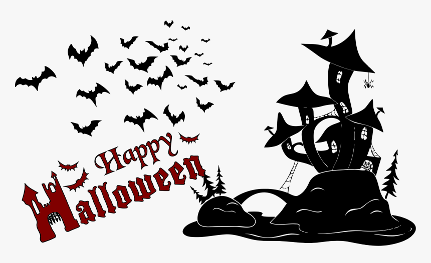 Happy Halloween Scene Silhouette Icons Png - Happy Halloween Png, Transparent Png, Free Download