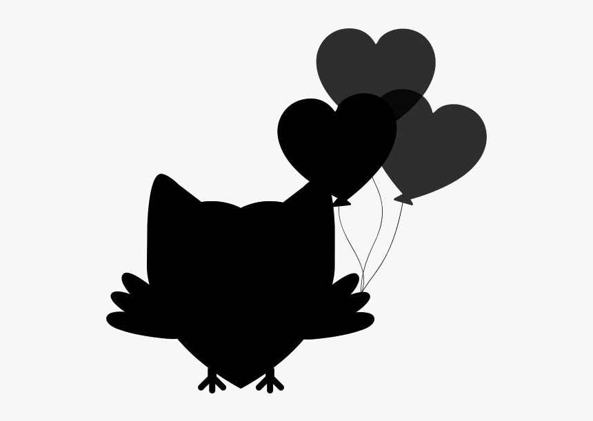 Owl With Balloons Png Silhouette - Illustration, Transparent Png, Free Download