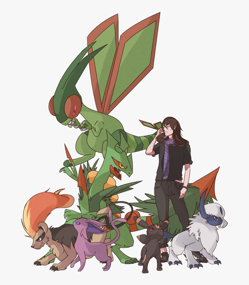 Champion Commission Mega Sceptile, Pyroar, Absol, Umbreon, - Pokemon Team Flygon, HD Png Download, Free Download