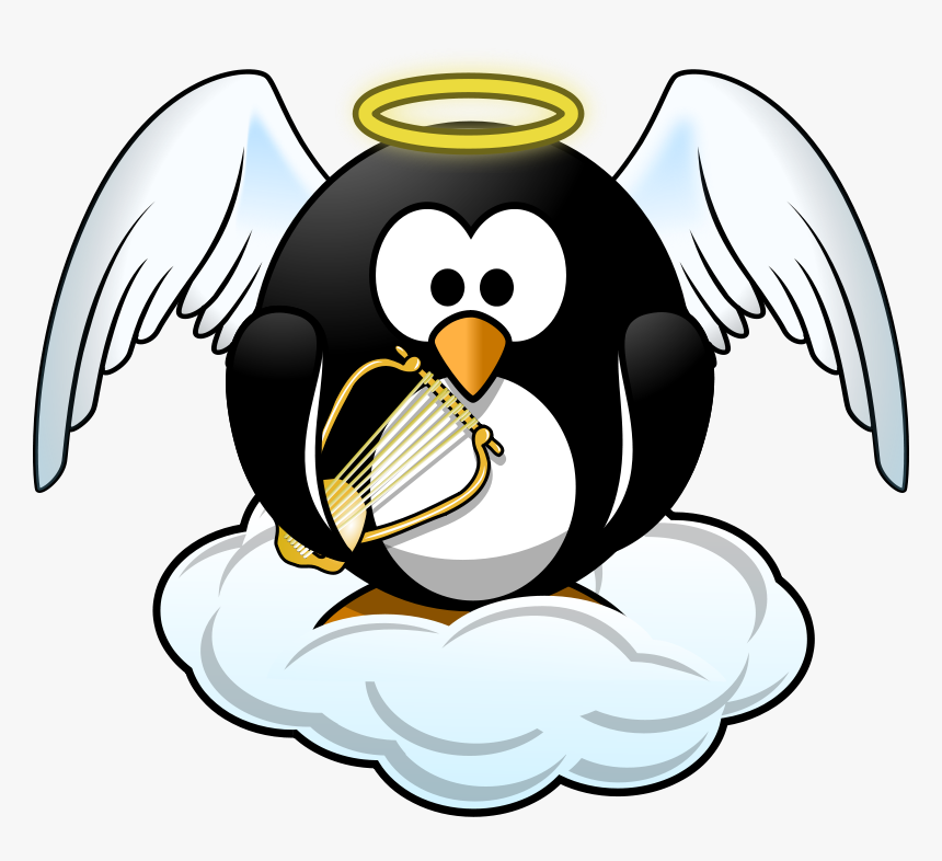Tux, Angel, Animal, Bird, Cloud, Fly, Halo, Harp - Angel Penguin, HD Png Download, Free Download