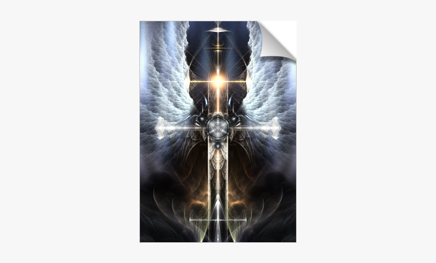 Heavenly Angel Wings Cross Fractal Art Composition - Jesus With Angel Wings, HD Png Download, Free Download