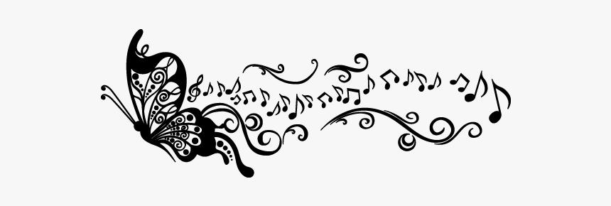 Filigree Clipart Music - Butterfly And Music Note Tattoo, HD Png Download, Free Download