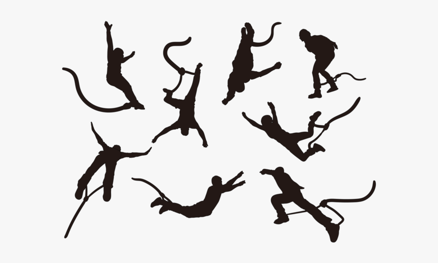 Bungee Jumping Silhouettes Vector - Silhouette, HD Png Download, Free Download