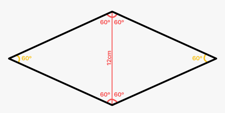 Diagonal De 12 Cm É Desenhada No Losango Dividindo-o - Losango Angulos, HD Png Download, Free Download