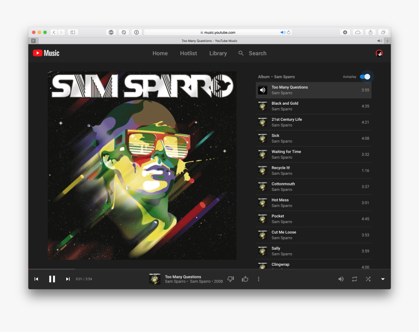 Player On Youtube Music - Sam Sparro Sam Sparro Album, HD Png Download, Free Download