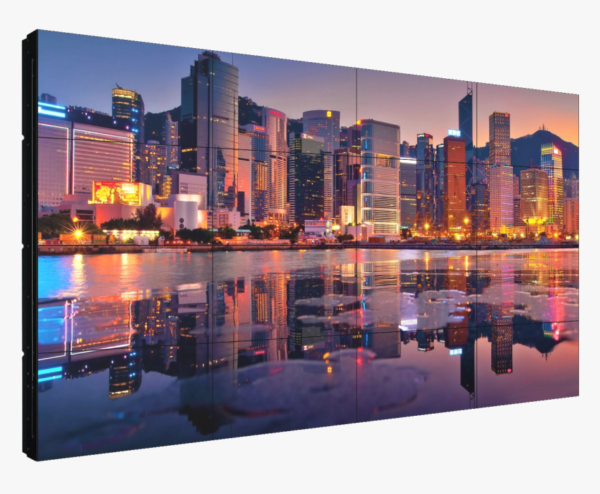 4 X 4 Video Wall Videowalldelivery - Hong Kong Skyline Lights, HD Png Download, Free Download