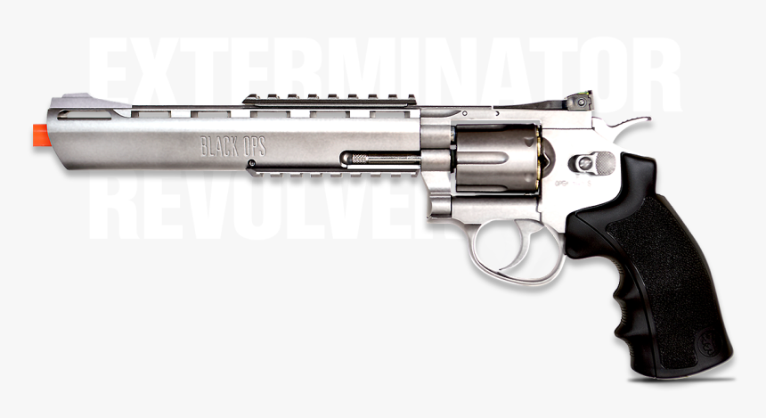 Exterminator Full Metal Airsoft Revolver - Chrome Revolver, HD Png Download, Free Download