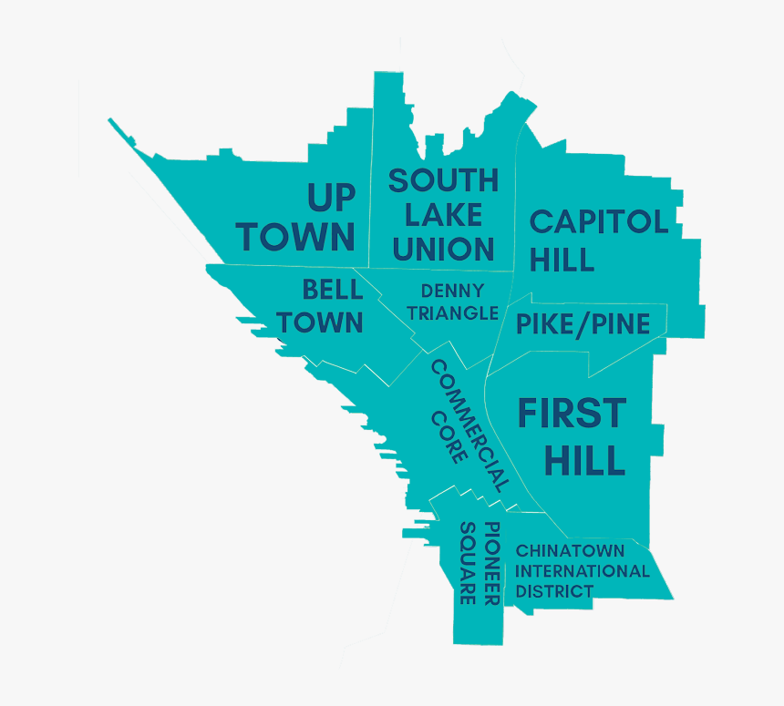 Map Of The Downtown Seattle Neighborhoods - One Center City Seattle Neighborhood, HD Png Download, Free Download