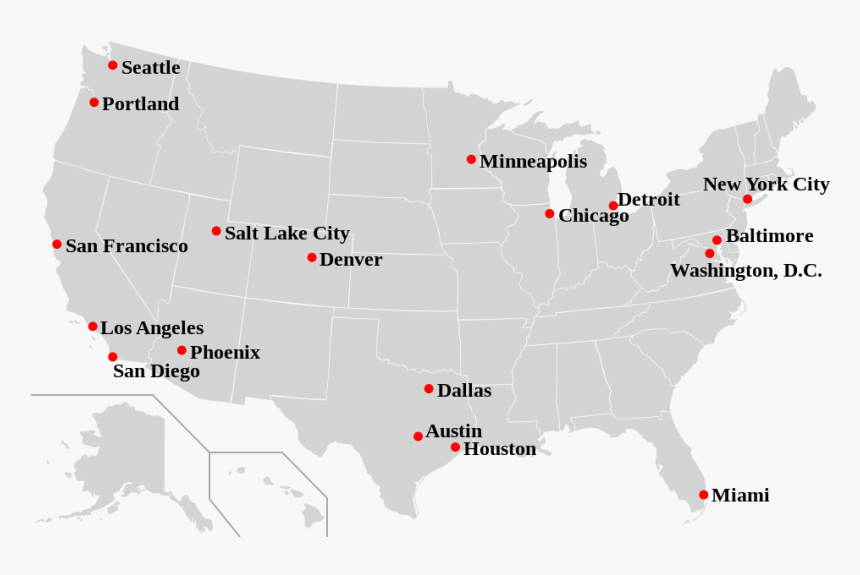 Usa Map With Major Cities, HD Png Download, Free Download