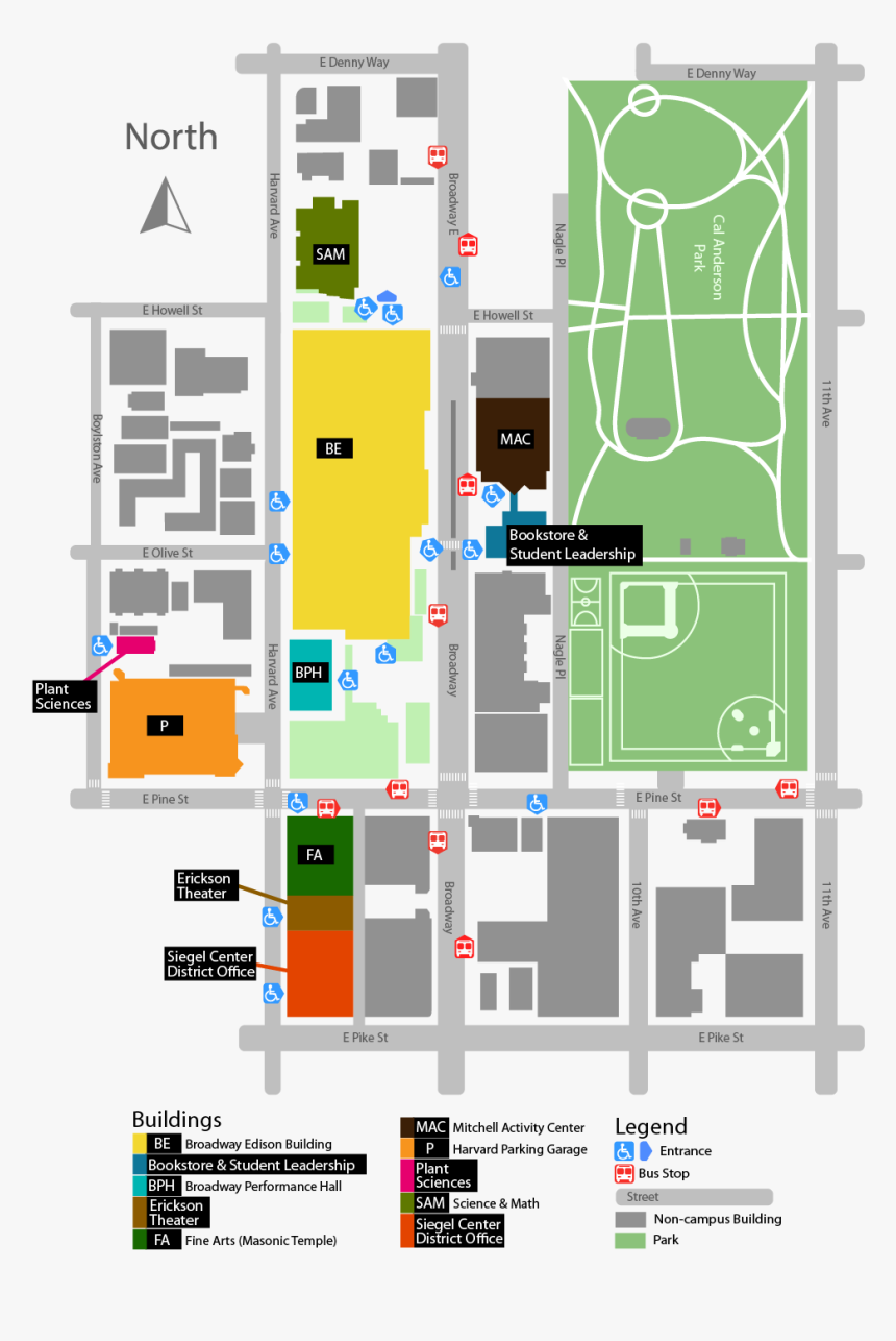 Seattle Central College Broadway Campus Map - Seattle Central College Be Building, HD Png Download, Free Download