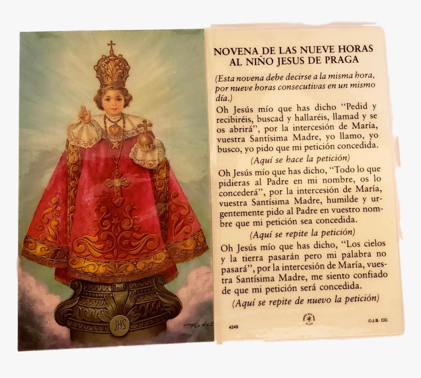 Religious Prayer Card Novena De Las Nueve Horas Al - Menino Jesus De Praga, HD Png Download, Free Download