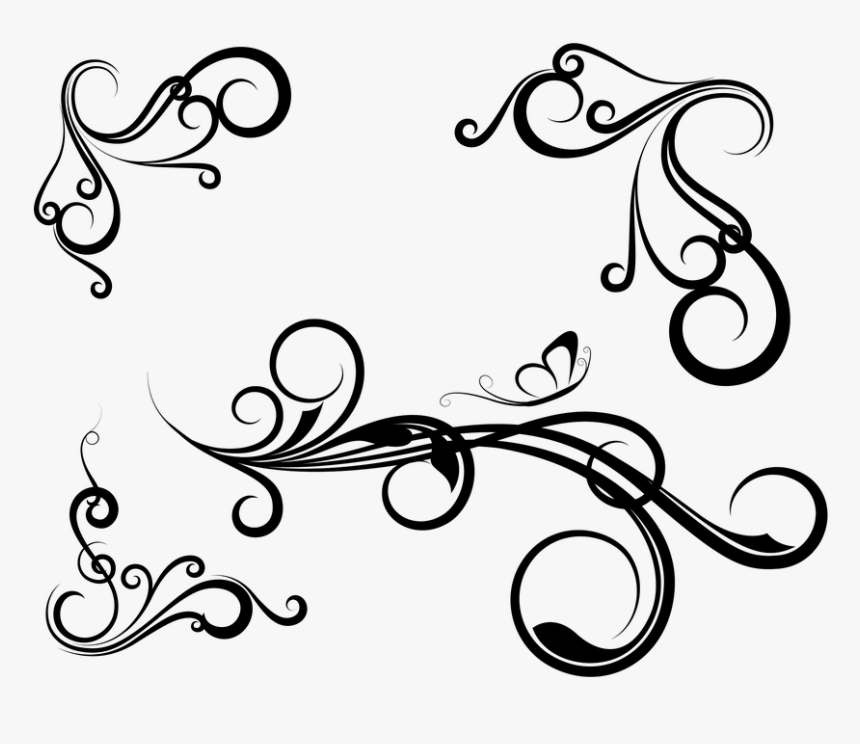 Victorian, Art Deco, Corner, Border, Frame, Floral - Swirl Designs, HD Png Download, Free Download