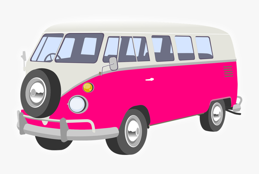 Van, Camper, Pink, Hippies, Retro, Vintage, Wheels, - Van Clipart, HD Png Download, Free Download