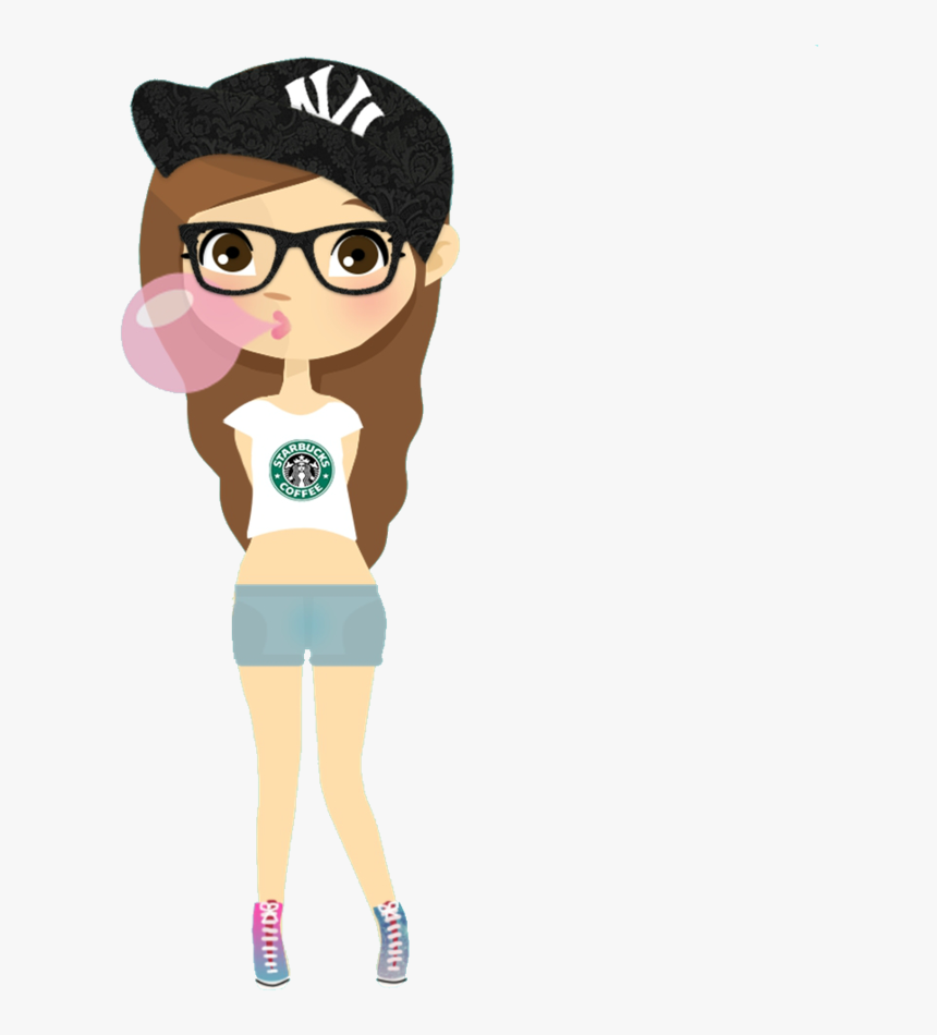 Kawaii Hipster Girls Cartoon, HD Png Download, Free Download